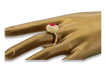 Inel Rubin Aur galben 14K Stil Vintage vrc059y